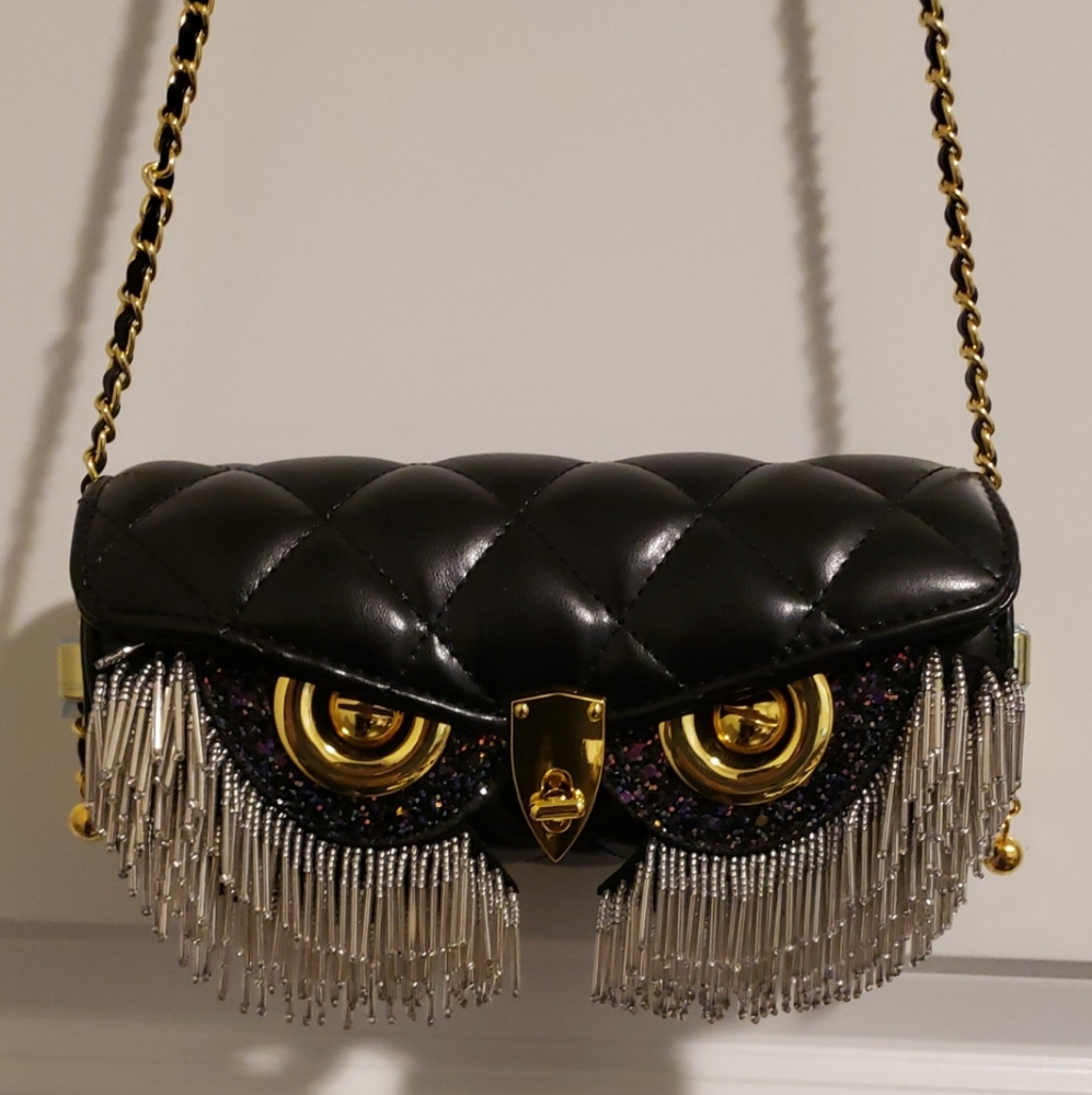 Owl Clutch Purse (Black)